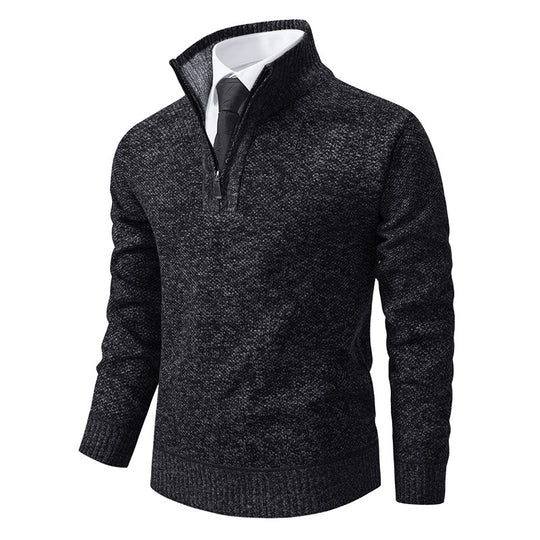 Herren Strickpullover mit modernem Reißverschluss und strukturiertem Design EB