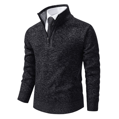 Herren Strickpullover mit modernem Reißverschluss und strukturiertem Design EB