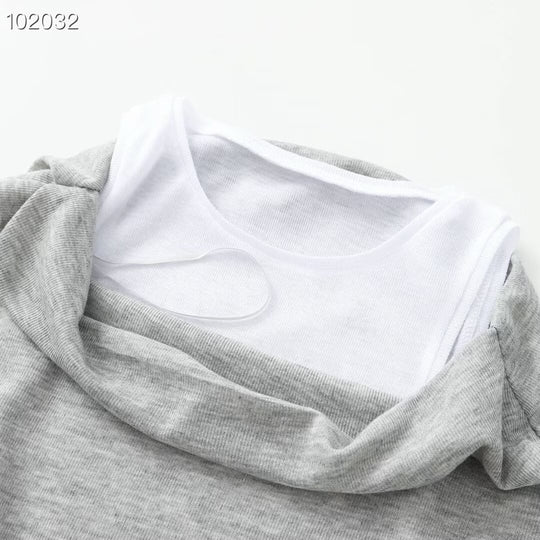 Damen lässiges Overlay T-Shirt mit asymmetrischem Schnitt und eleganten Falten EB