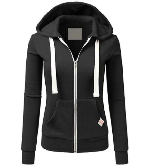 Damen sportliche Kapuzenjacke mit durchgehendem Reißverschluss und praktischen Taschen EB