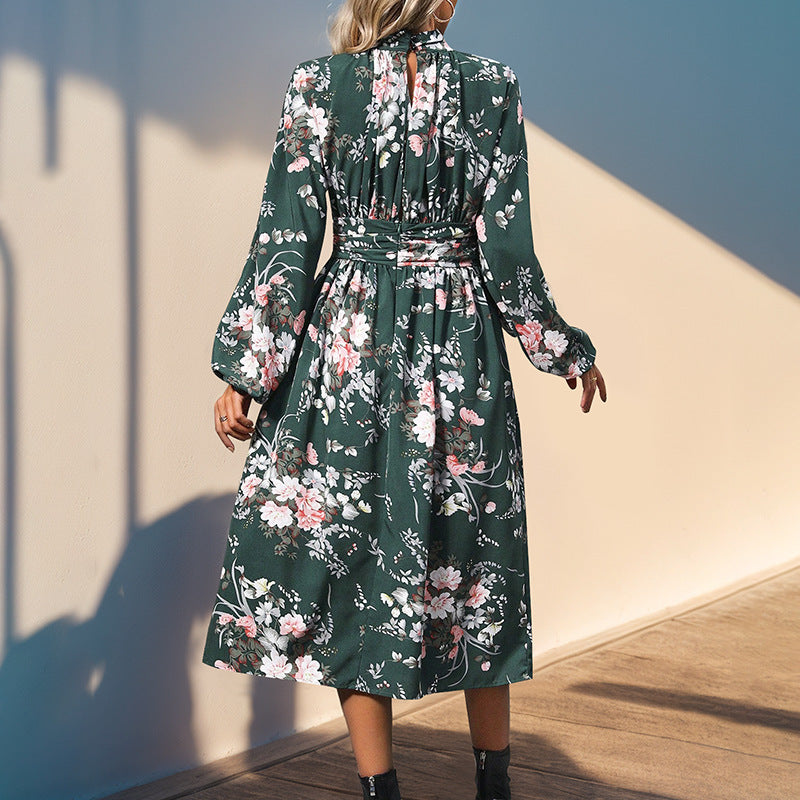 Damen Maxi-Kleid mit elegantem floralem Design und Rüschendetails EB