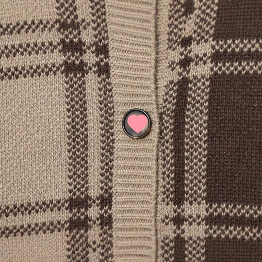 Damen gemütliche Karoknitted Cardigan EB