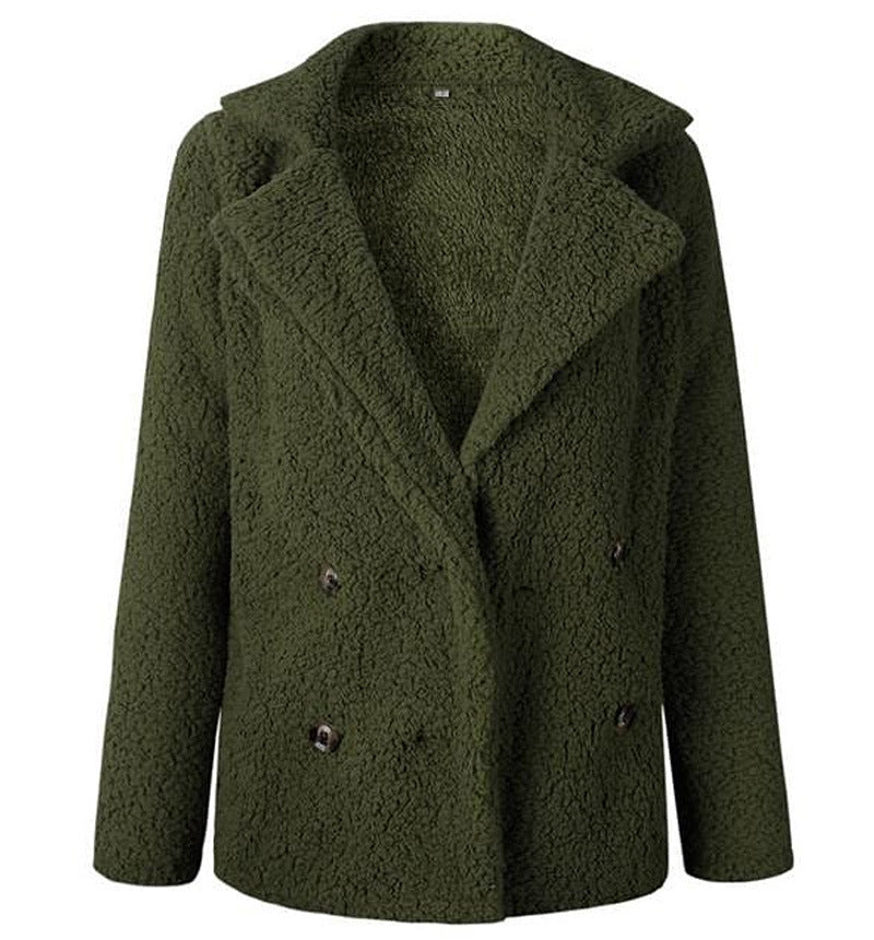 Damen Flauschiger Doppelreiher Blazer aus Kunstfell EB