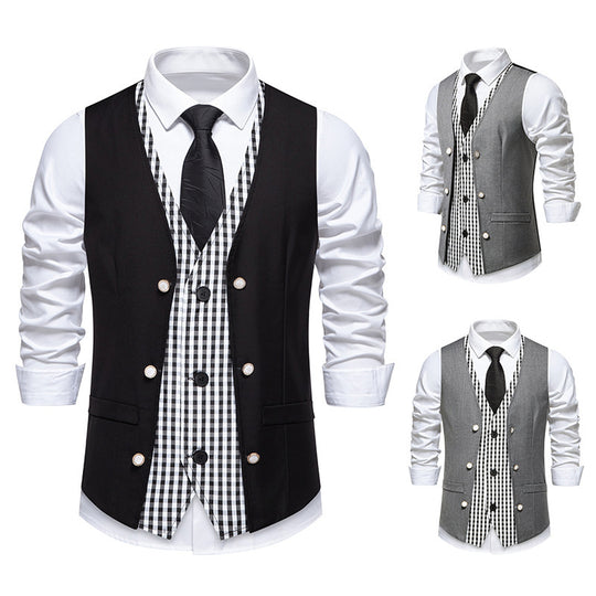 Herren elegante Weste mit kariertem Innenfutter EB