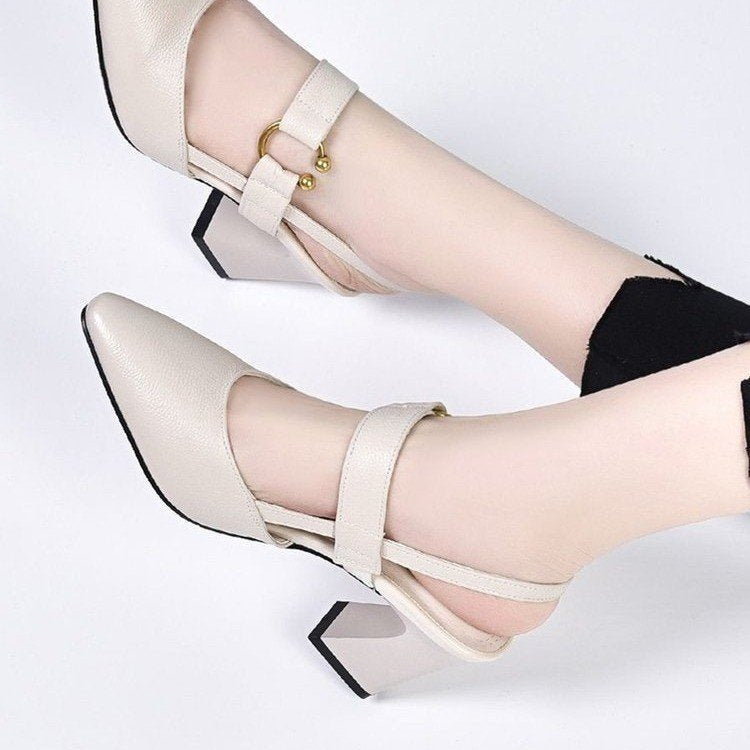 Damen Slingback Pumps mit elegantem Blockabsatz und modischem Riemendesign EB