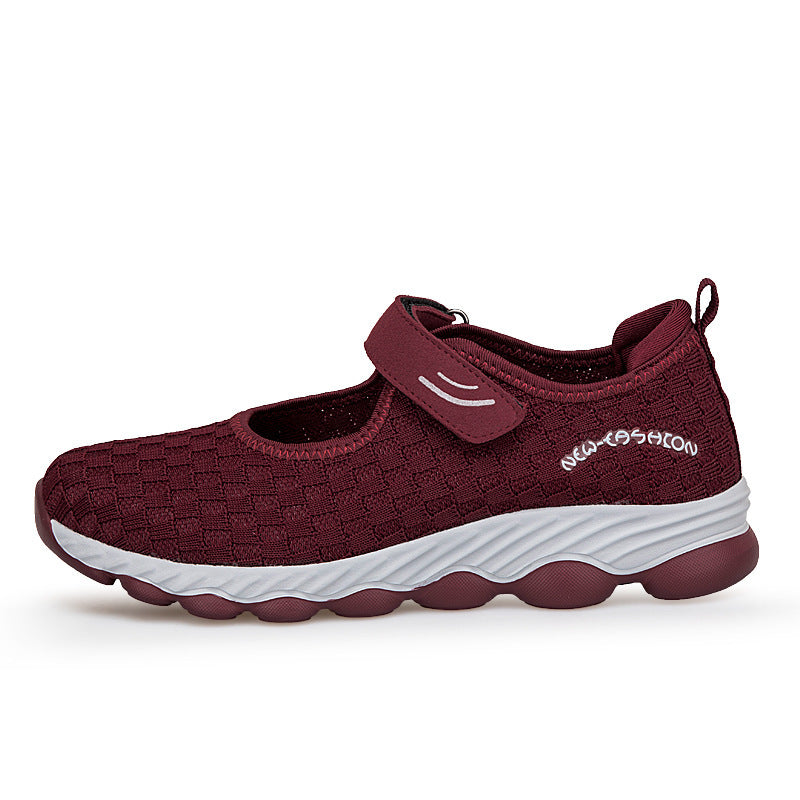 Damen Komfortable Slip-On Freizeitschuhe mit Klettverschluss EB