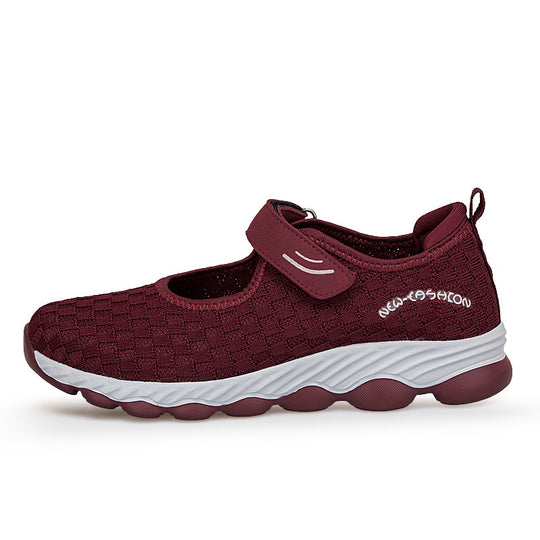 Damen Komfortable Slip-On Freizeitschuhe mit Klettverschluss EB