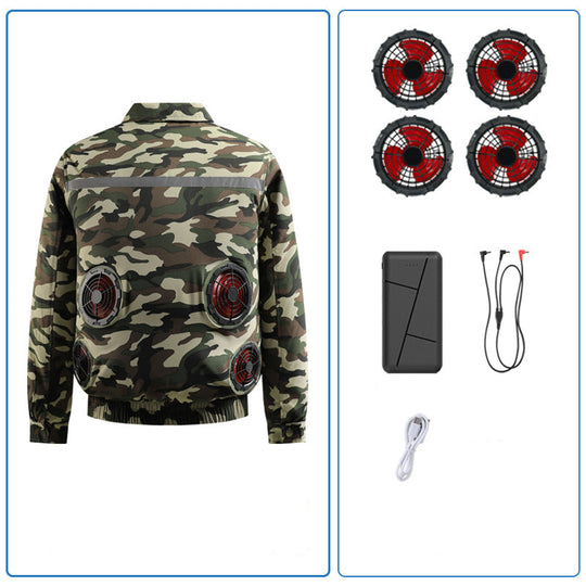 Unisex nan leichte Arbeitsschutz-Kühljacke mit vier integrierten Lüftern, atmungsaktivem Meshfutter und elastischem Saum EB