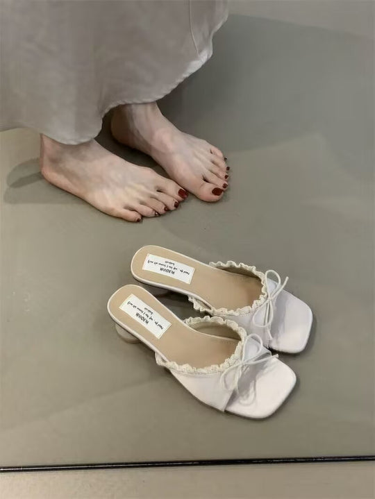 Damen elegante Sling-Sandalen mit modischem Rüschendetail EB