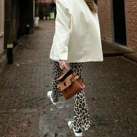 Damen modische Stoffhose mit animalischem Muster EB