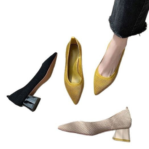 Damen elegante Pumps mit strukturierter Oberfläche und modischem Blockabsatz EB