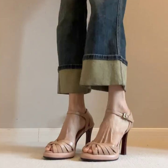 Damen Elegante Sandalen mit modischem Riemendesign und hohem Absatz EB