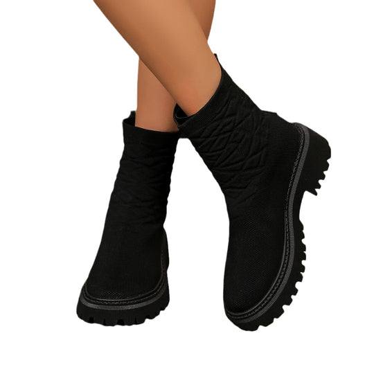 Damen Modische Stiefeletten mit strukturiertem Obermaterial und rutschfester Sohle EB