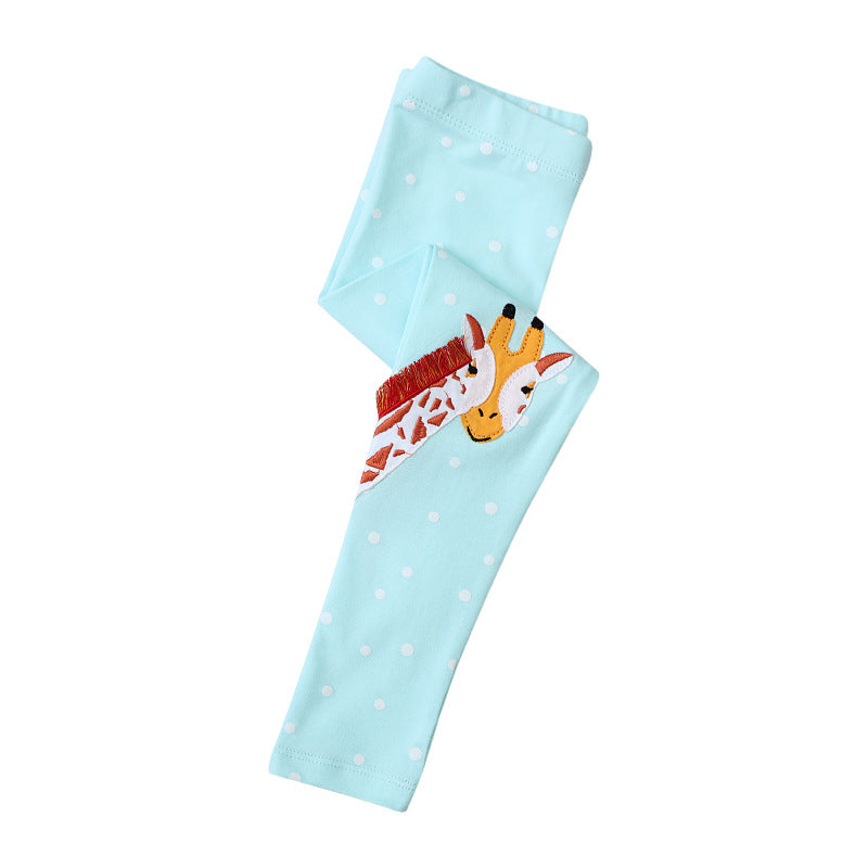 Mädchen Leggings mit entzückender Giraffen- und Regenbogenapplikation EB