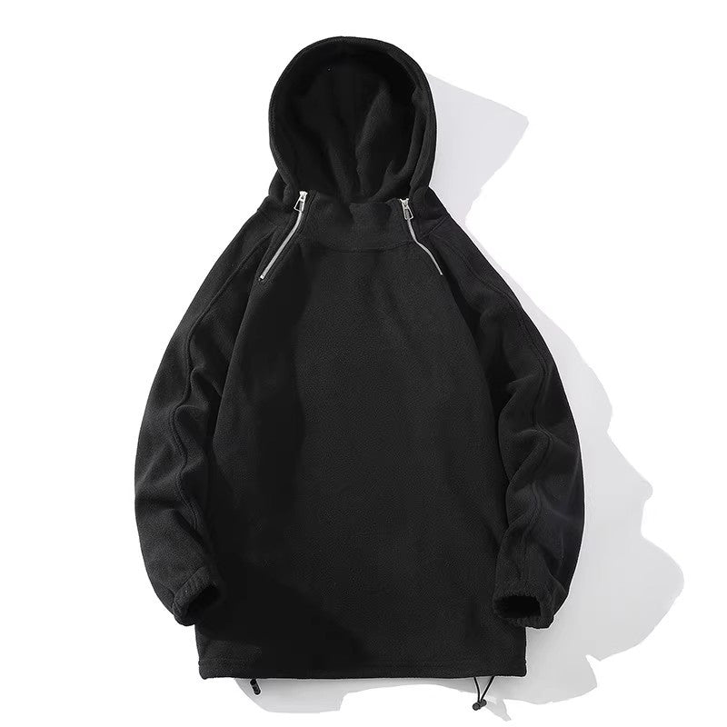 Herren Fleece Hoodie mit Reißverschluss und hohem Kragen EB