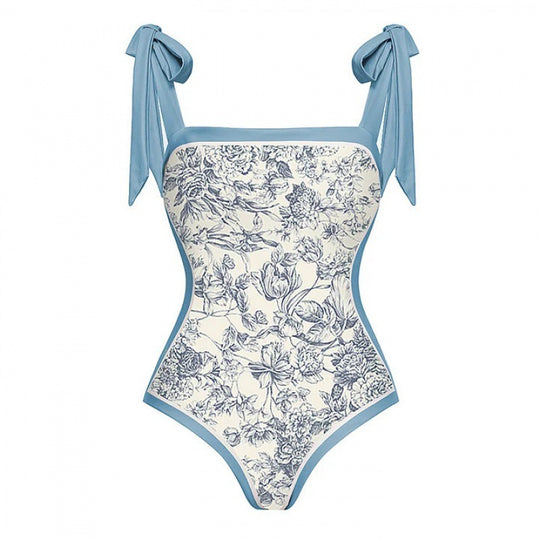 Damen Badeanzug-Set mit elegantem Wickelrock und modischen Schleifen EB