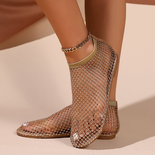 Damen Mesh-Sneaker mit glitzernden Perlenakzenten und flexibler Sohle EB