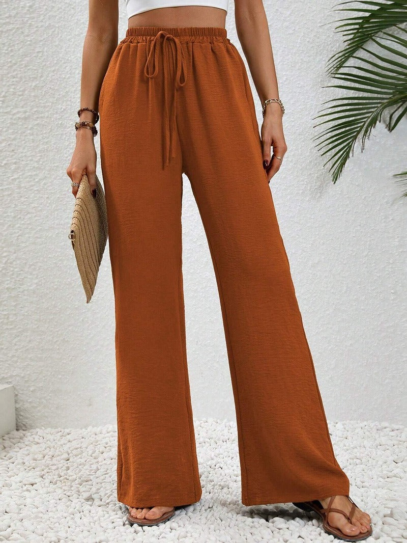 Damen Weite Sommerhose mit elastischem Bund und Taschen EB