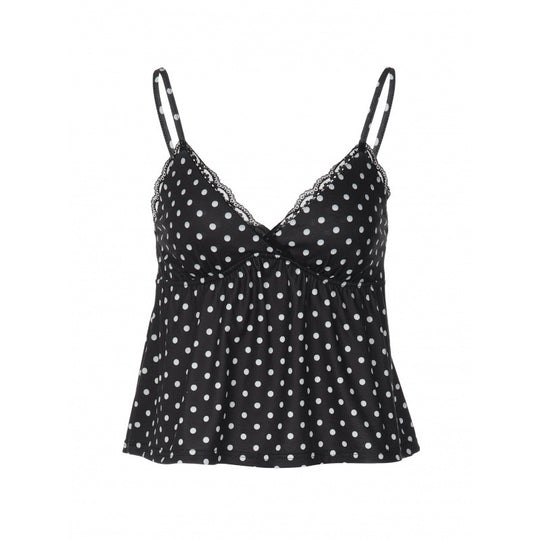 Damen Charmantes Spaghetti-Top mit Polka-Dots und Rüschendetails EB