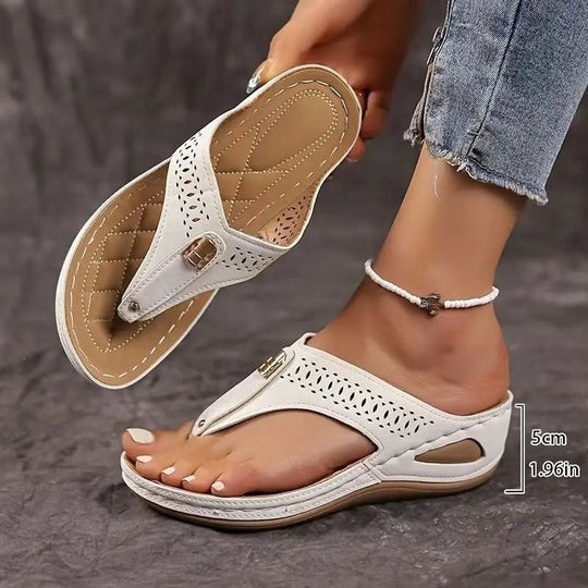Damen Bequeme Zehentrenner-Sandalen mit atmungsaktiver Oberkonstruktion EB
