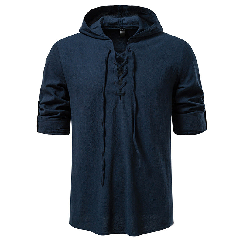 Herren lässiges Kapuzenshirt mit modernes Schnürdesign EB