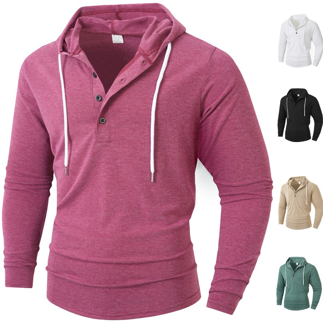 Herren Hoodie mit knöpfbarem Kragen und Kordelzug EB