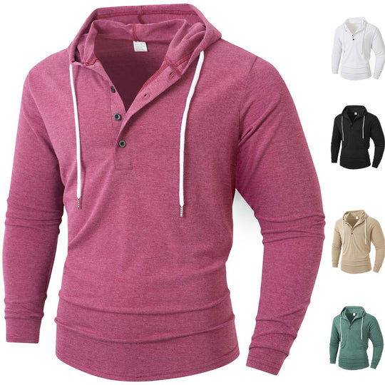 Herren Hoodie mit knöpfbarem Kragen und Kordelzug EB