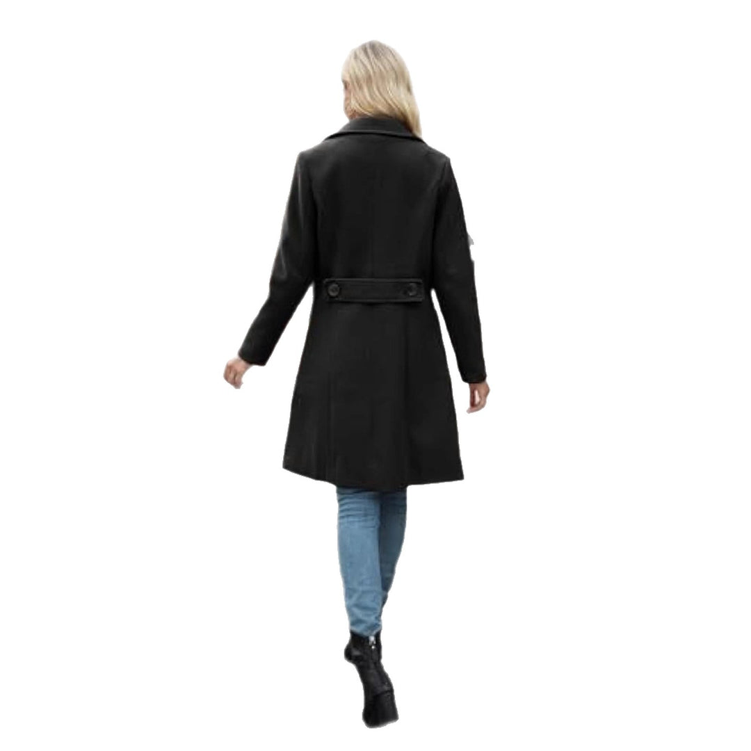Damen Klassischer Zweireihiger Wollmix-Mantel mit taillierter Silhouette und großen Pattentaschen EB