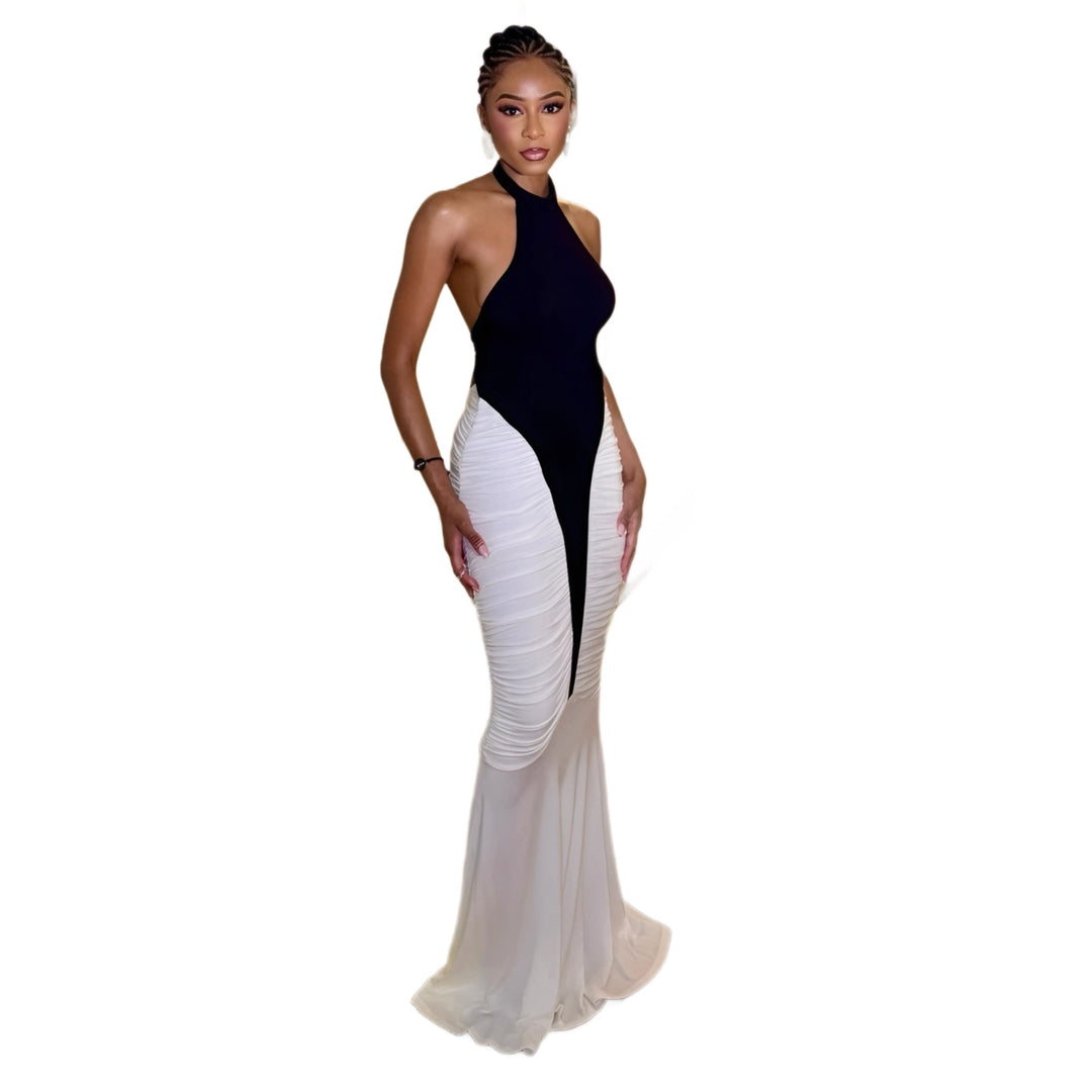 Damen Elegantes Abendkleid mit kontrastierenden Einschnitten EB