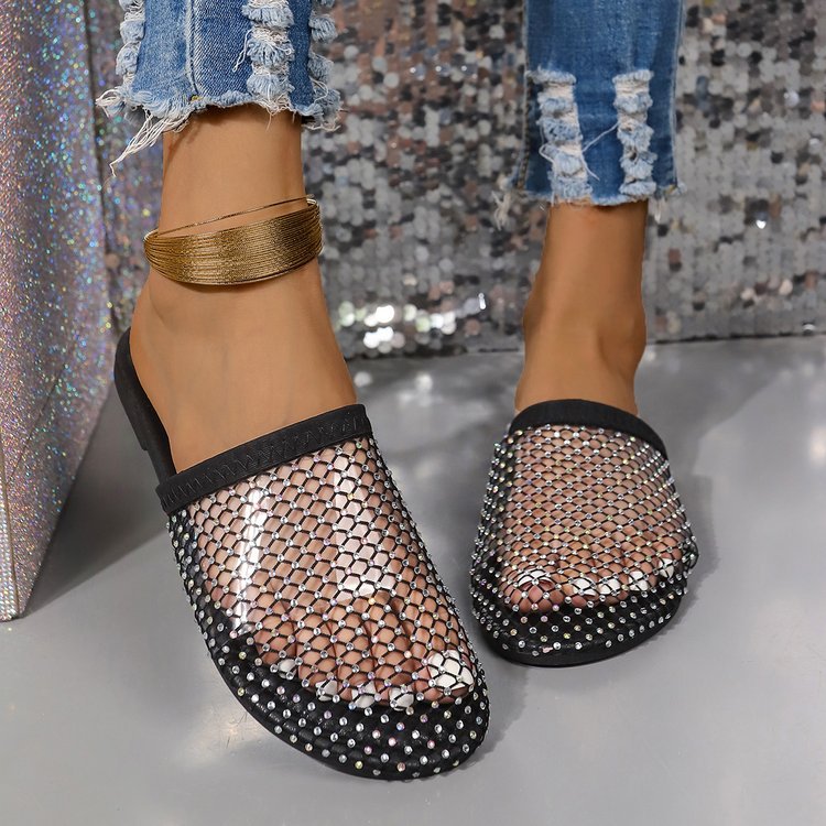 Damen Komfortable Slipper mit funkelndem Netzdesign und anatomischer Fußbettung EB