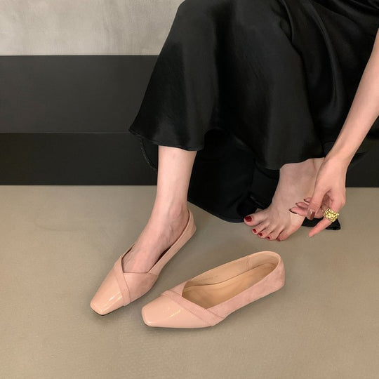 Damen elegante Ballerina-Pumps mit modischem Lederoberteil und komfortablem Fußbett EB