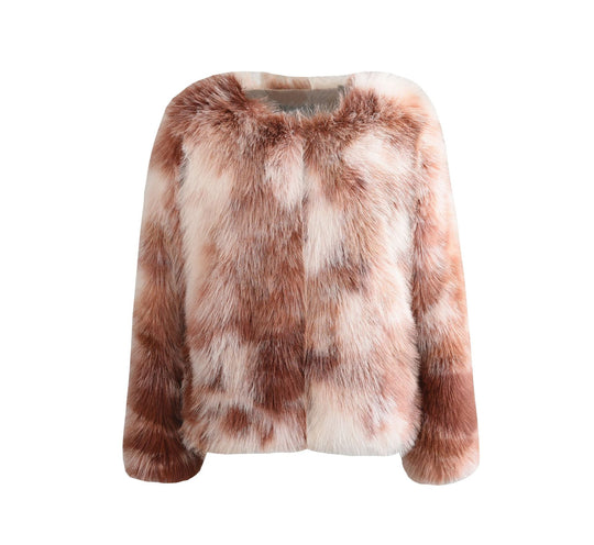 Damen Luxus Kunstpelz Jacke mit eleganten Details EB