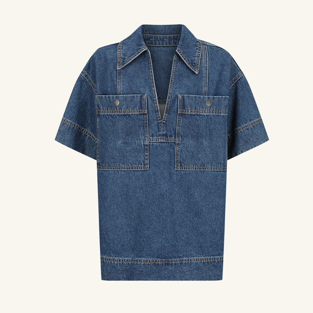 Damen Jeansrock mit asymmetrischem Schnitt und praktischen Taschen EB