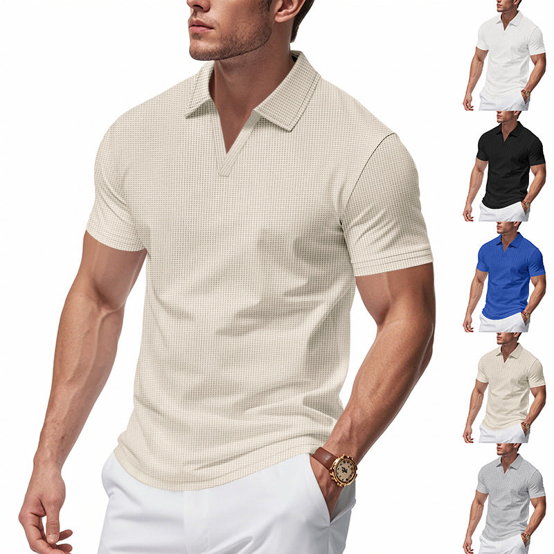 Herren Poloshirt mit strukturiertem Design und modernem V-Ausschnitt EB