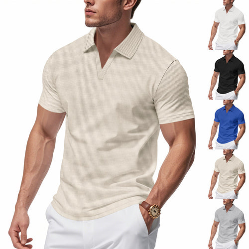 Herren Poloshirt mit strukturiertem Design und modernem V-Ausschnitt EB