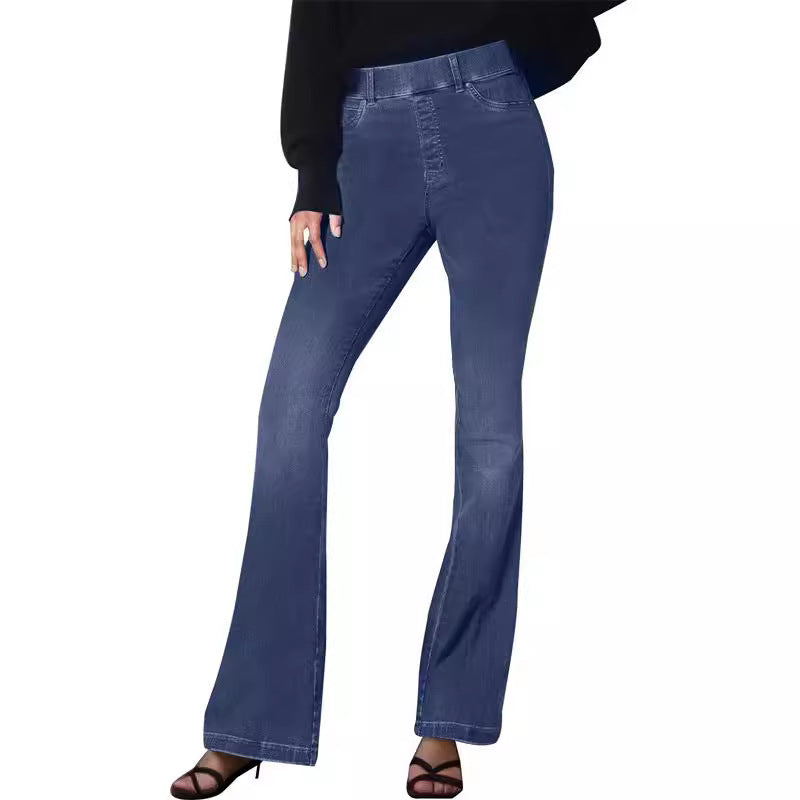 Damen Flared Jeans mit hoher Taille und dezentem Waschung EB