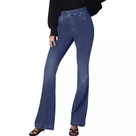 Damen Flared Jeans mit hoher Taille und dezentem Waschung EB