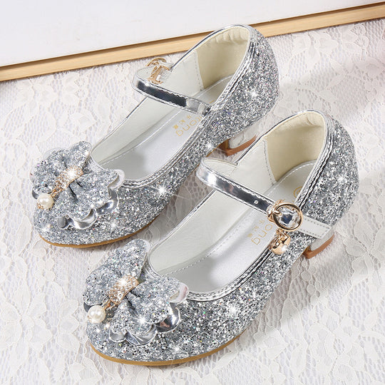 Mädchen Glitzernde Ballerinas mit Schleifenapplikation EB