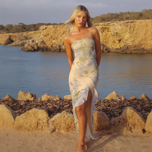 Damen Sommerliches Strandkleid mit elegantem seitlichem Schlitz EB