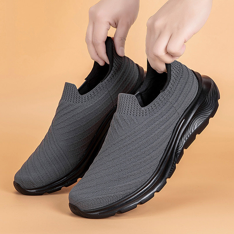 Damen Bequeme Slip-On Sneakers mit atmungsaktiver Strickoberfläche EB