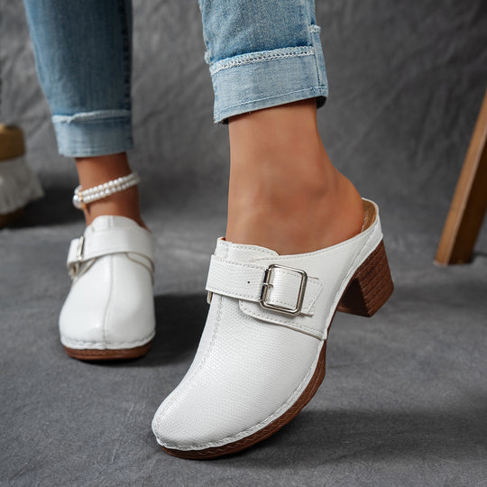 Damen Komfortable Clogs mit dekorativem Schnallenverschluss EB
