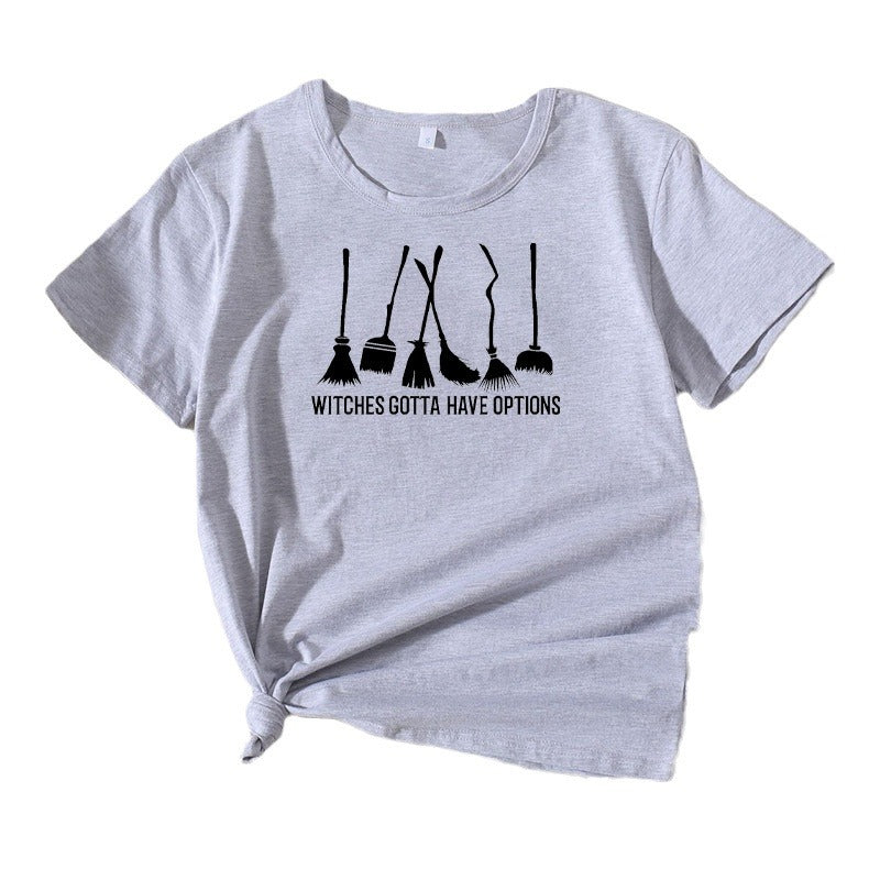 Frauen Grafik Besenstiel Humor T-Shirt Heidi-Mode