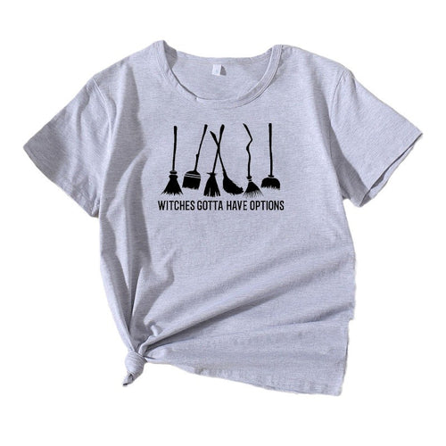 Frauen Grafik Besenstiel Humor T-Shirt Heidi-Mode