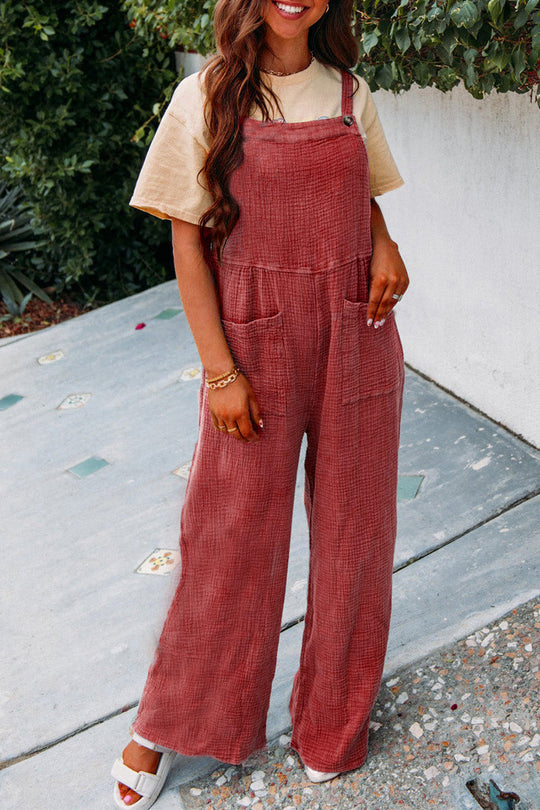 Damen lässiger Jumpsuit mit weitem Schnitt und praktischen Taschen EB