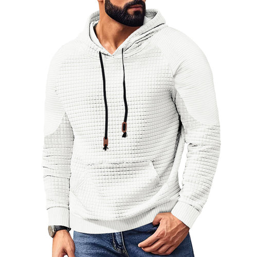 Herren nan quadratstrukturierter Kapuzenpullover in Steppoptik mit Kängurutasche, Raglanärmeln und Kordelzug EB