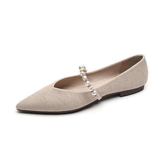 Damen Ballerinas mit modischer Perlen-Schnalle EB
