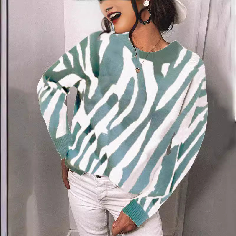 Damen Strickpullover mit modernem Streifenmuster und lässigem Schnitt EB
