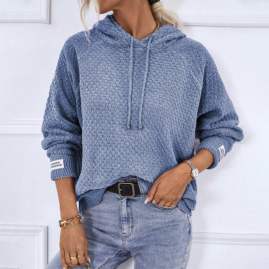 Damen Kapuzenpullover aus strukturiertem Strick mit Kordelzug EB