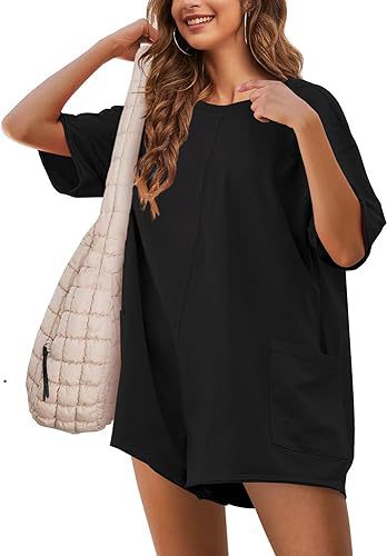 Damen Sportliches Oversized T-Shirt Kleid EB