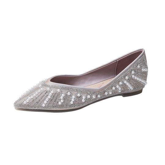 Damen Ballerinas mit funkelnden Perlen- und Strassdetails EB